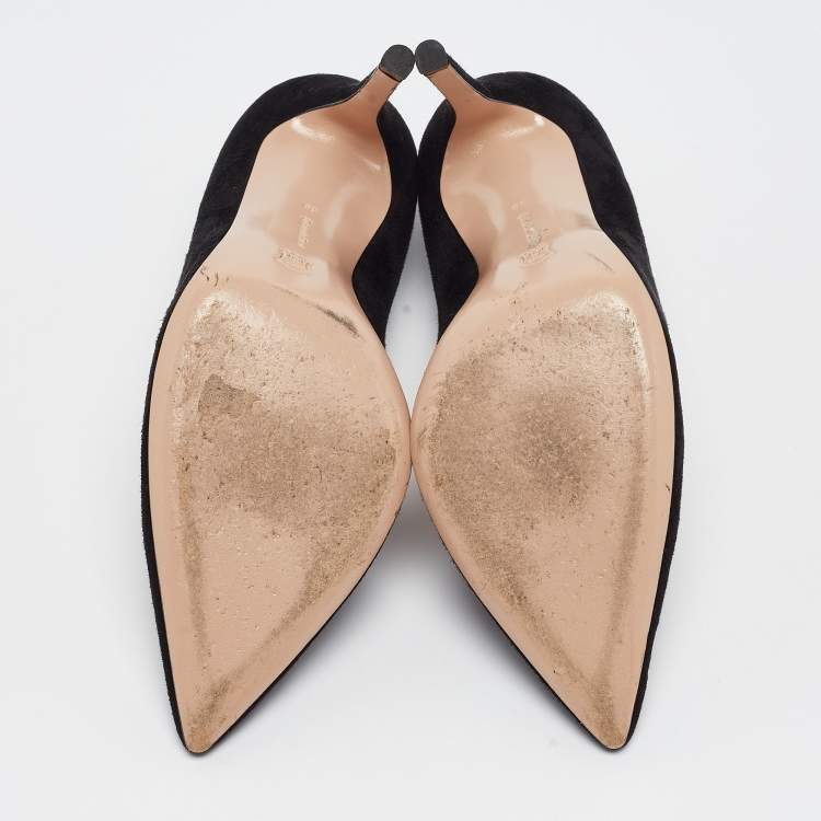 Pre Owned Gianvito Rossi Black Suede Point Pumps Size 38