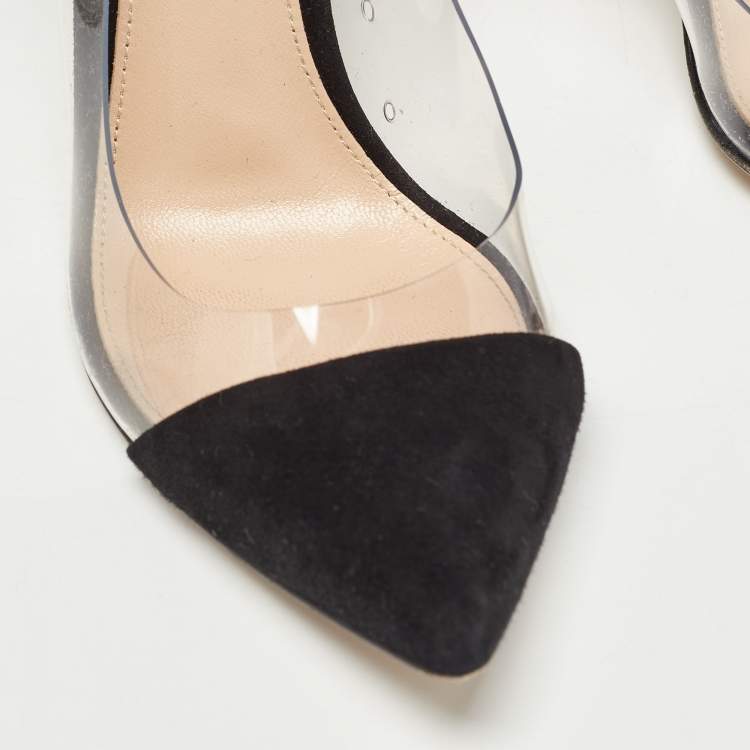Pre Owned Gianvito Rossi Black Suede and PVC Plexi Pumps Size 36