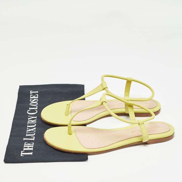 Pre Owned Gianvito Rossi Green Leather Slingback Sandals Size 38