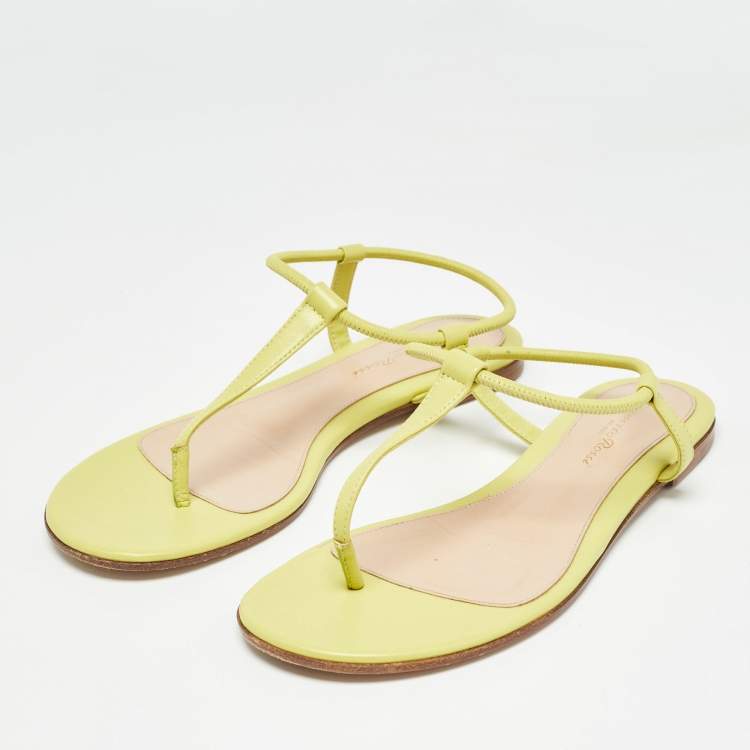 Pre Owned Gianvito Rossi Green Leather Slingback Sandals Size 38