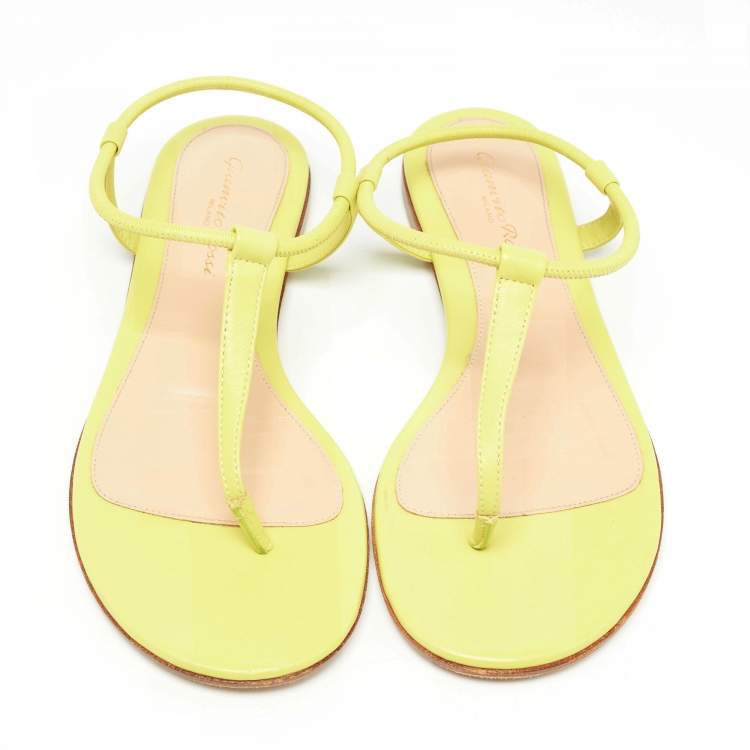 Pre Owned Gianvito Rossi Green Leather Slingback Sandals Size 38