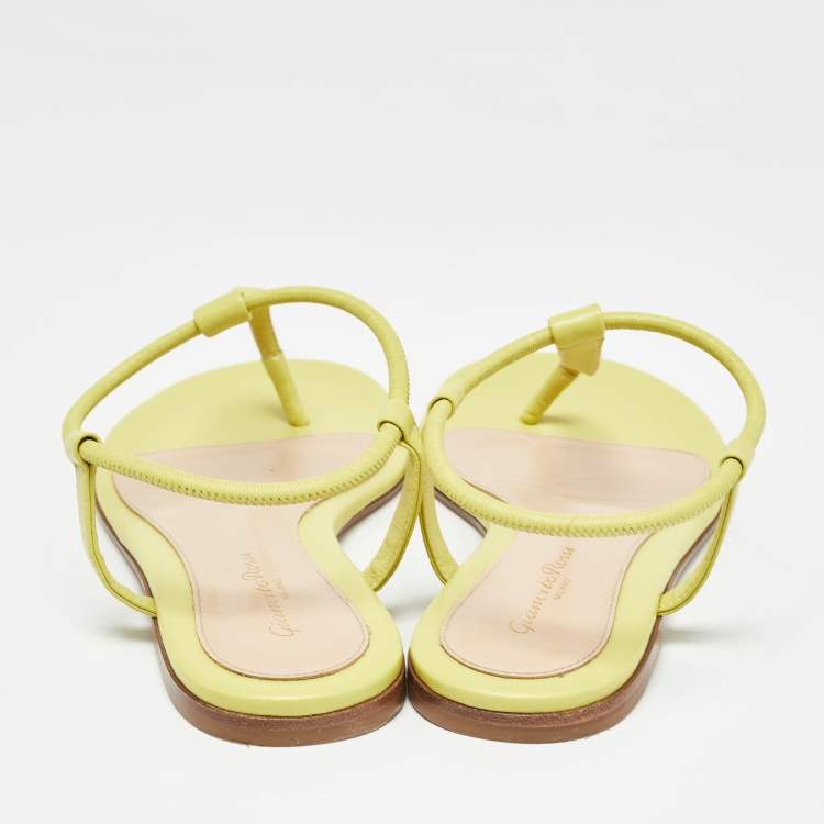 Pre Owned Gianvito Rossi Green Leather Slingback Sandals Size 38