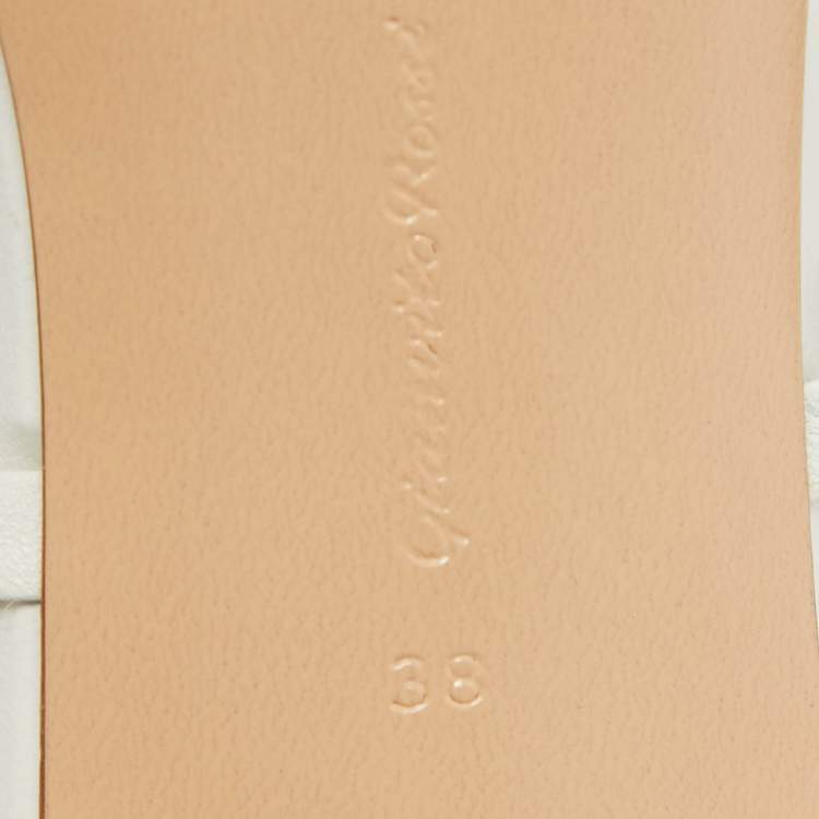 Pre Owned Gianvito Rossi White Leather Ankle Wrap Sandals Size 38