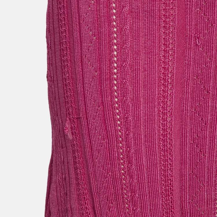 Pre Owned Gimaguas Pink Patterned Knit Sleeveless Mini Dress S