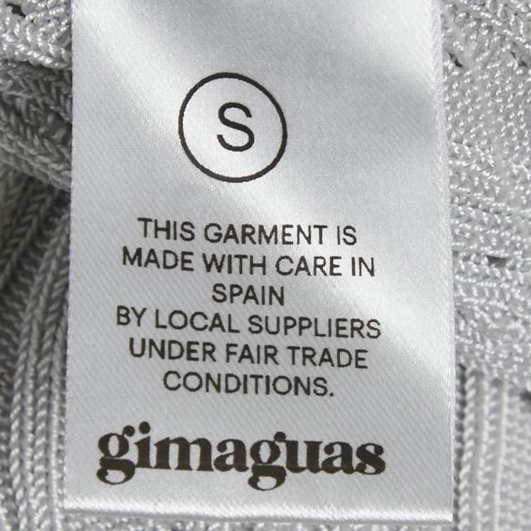 Pre Owned Gimaguas Light Grey Patterned Knit Sleeveless Mini Dress S