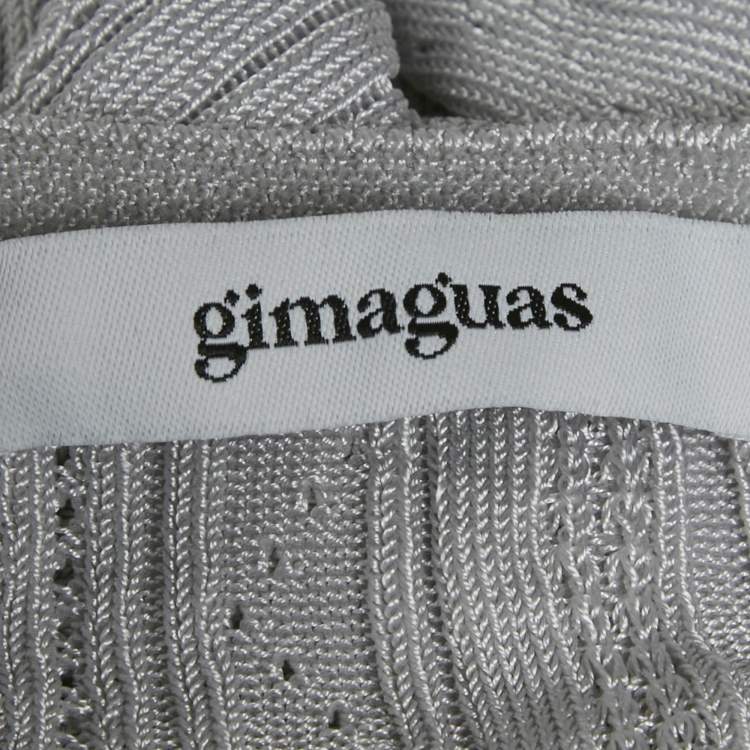 Pre Owned Gimaguas Light Grey Patterned Knit Sleeveless Mini Dress S