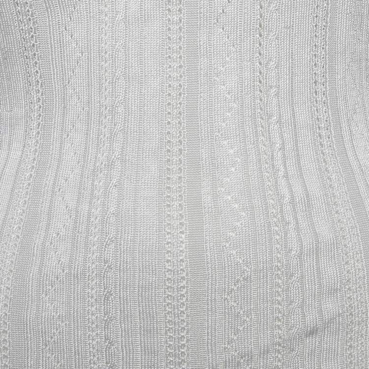 Pre Owned Gimaguas Light Grey Patterned Knit Sleeveless Mini Dress S