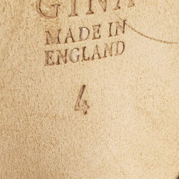 Pre Owned Gina Rose Gold Leather Crystal Embellished Slide Sandals Size 37