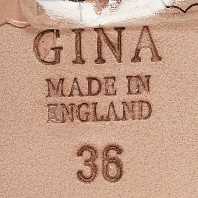 Pre Owned Gina Metallic Pink Leather Visage Slide Sandals Size 36