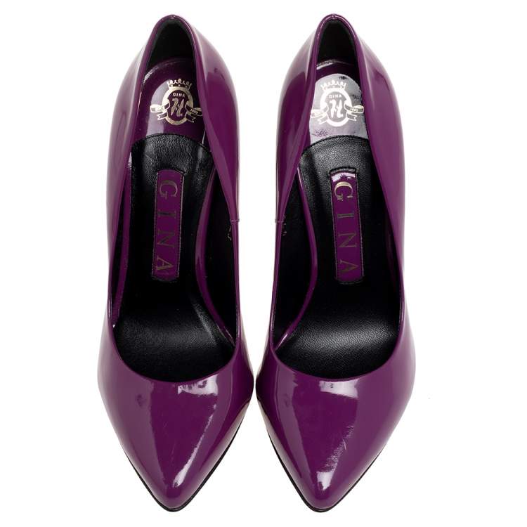 Pre Owned Gina Purple Patent Leather Pumps Size 36