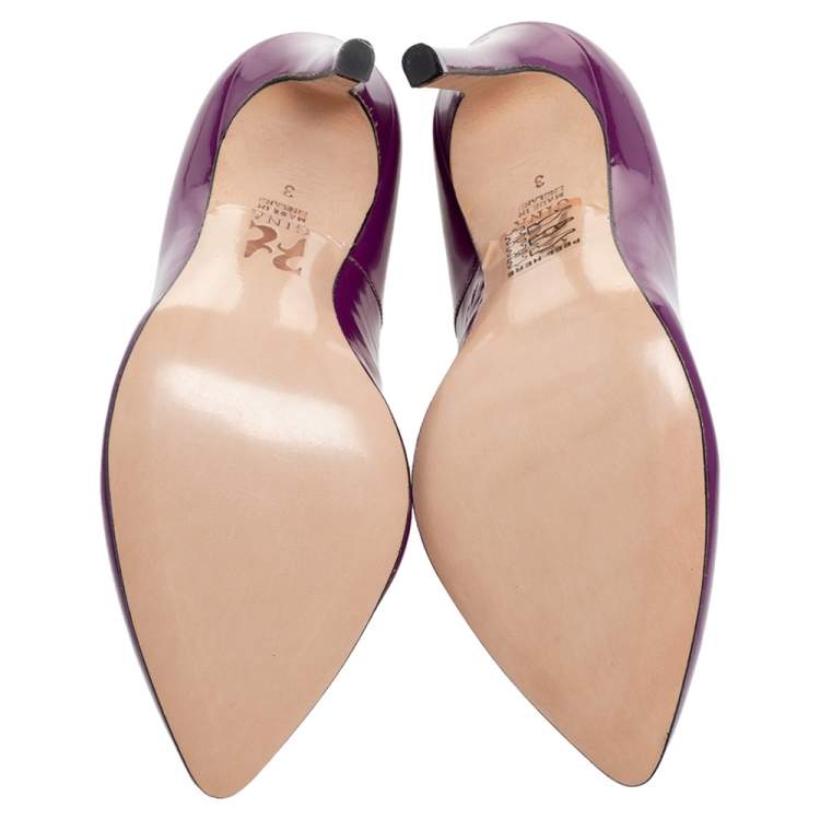 Pre Owned Gina Purple Patent Leather Pumps Size 36