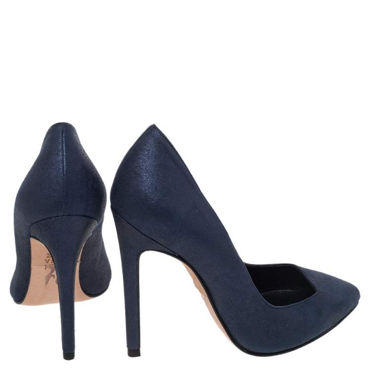 Pre Owned Gina Navy Blue Suede Pumps Size 36