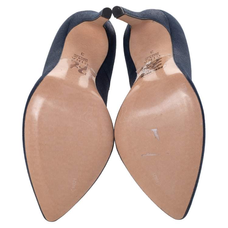 Pre Owned Gina Navy Blue Suede Pumps Size 36