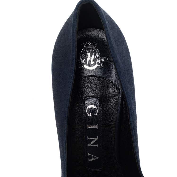 Pre Owned Gina Navy Blue Suede Pumps Size 36