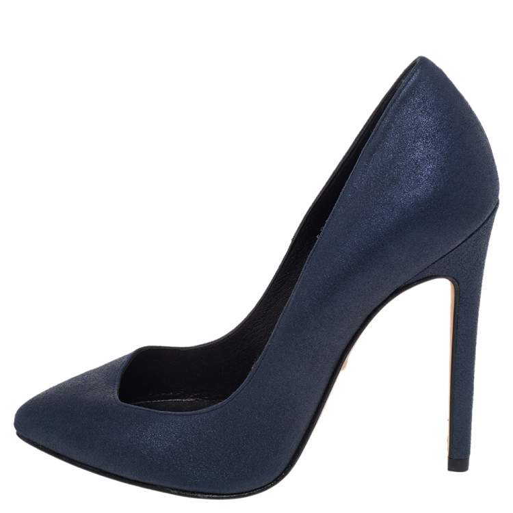 Pre Owned Gina Navy Blue Suede Pumps Size 36
