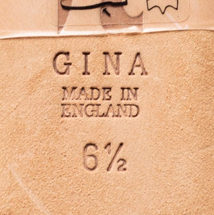 Pre Owned Gina Rose Gold Crystal Embellished Satin Ballet Flats Size 39.5