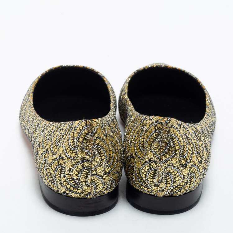 مملوكة مسبقًا Gina Gold Glitter Pointed Toe Ballet Flats Size 39