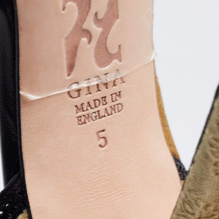 Pre Owned Gina Gold Paisley Print Velvet Crystals Embellished D'orsay Pumps Size 38