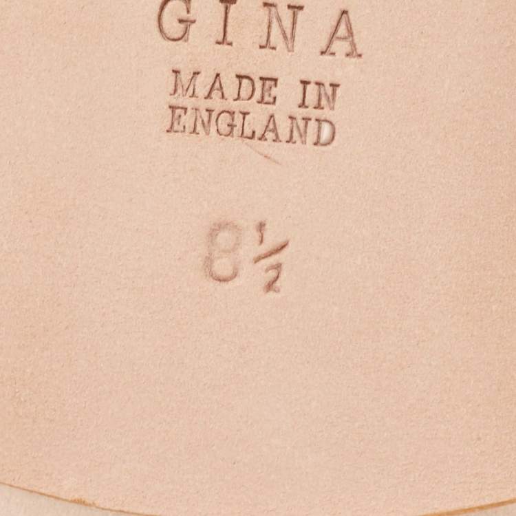 Pre Owned Gina Silver Crystal Embellished Leather Thong Flat Slides Size 41.5