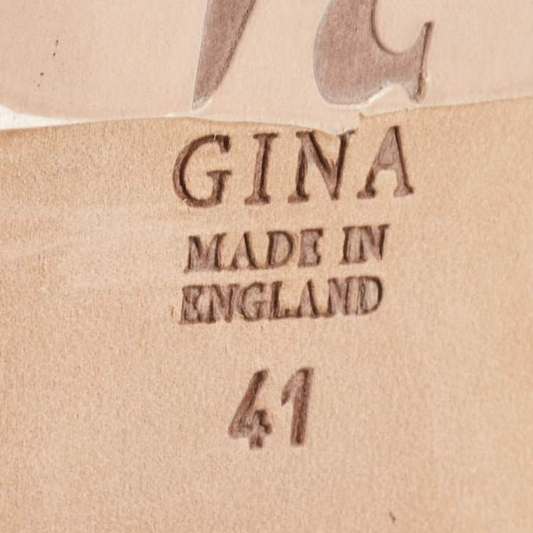 Pre Owned Gina Black Suede Crystal Embellished Slingback Sandals Size 41