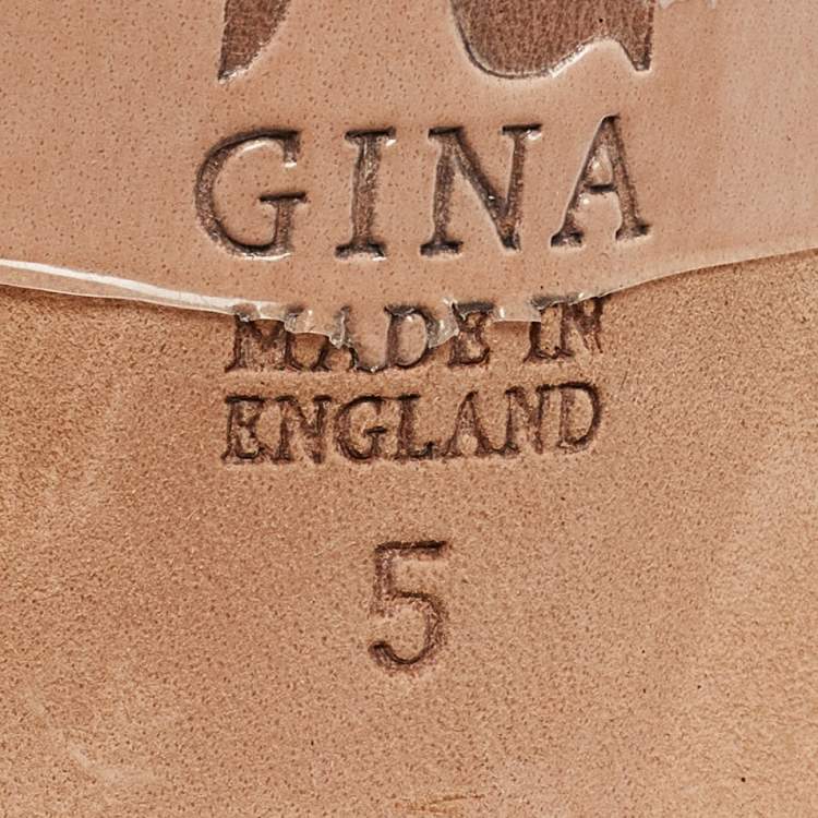 Pre Owned Gina Metallic Crystal Embellished Leather Cut Out Lace Up Sandals Size 38