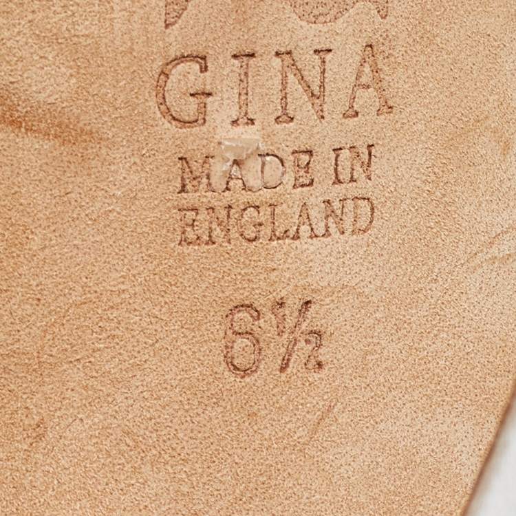 Pre Owned Gina Silver Crystal Embellished Leather Slingback Sandals Size 39.5 