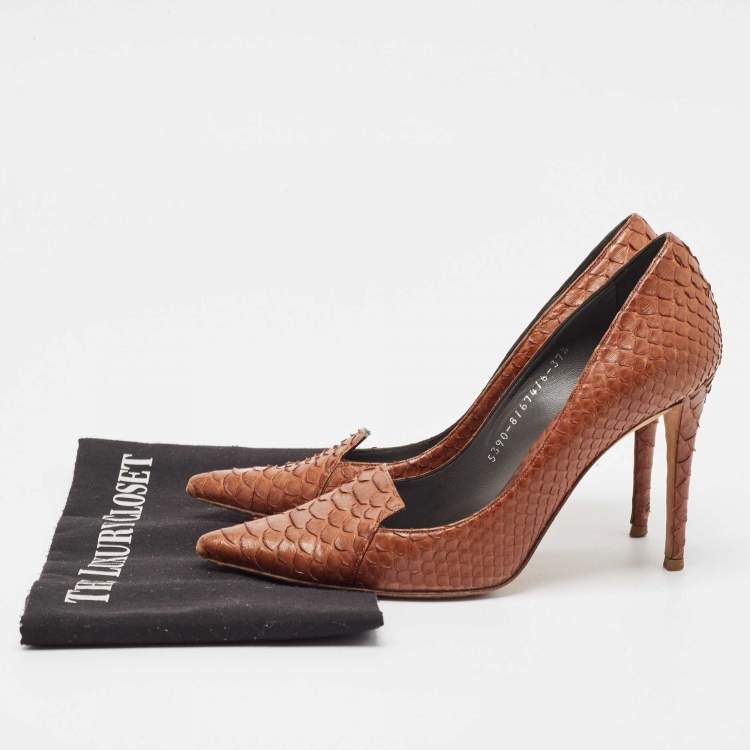Pre Owned Gina Brown Python Pointed Toe Pumps Size 37.5