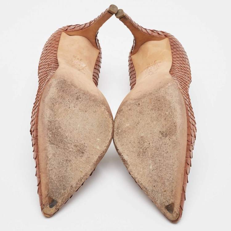 Pre Owned Gina Brown Python Pointed Toe Pumps Size 37.5