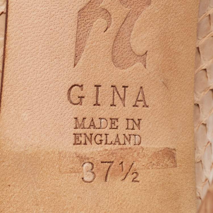 Pre Owned Gina Brown Python Leather Pointed Toe Pumps Size 37.5