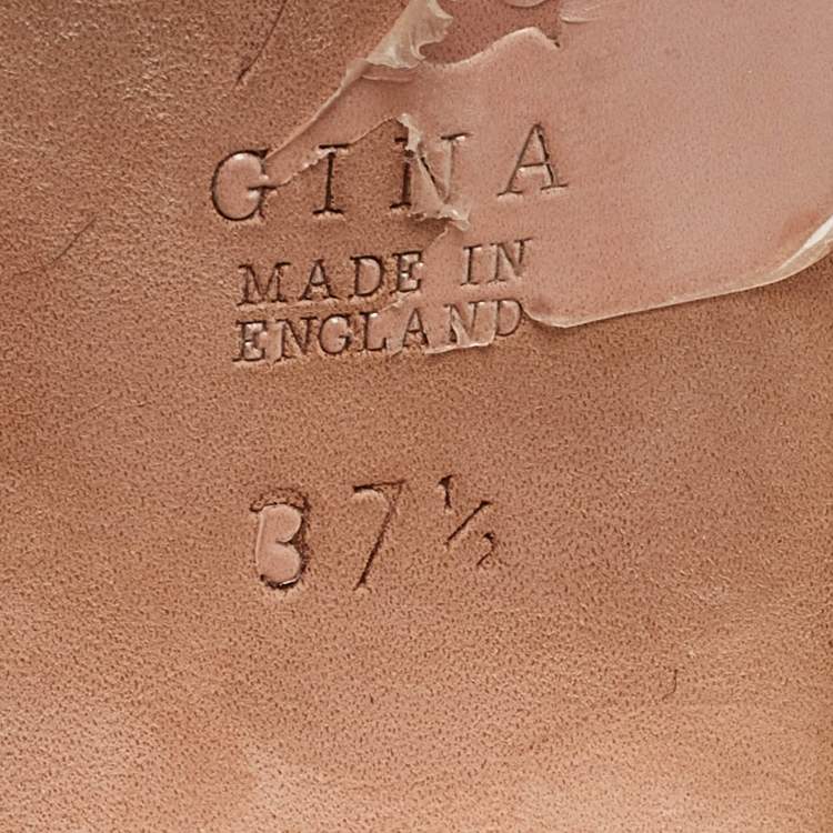 Pre Owned Gina Light Pink Patent Leather Crystal Embellished Slingback Sandals Size 37.5