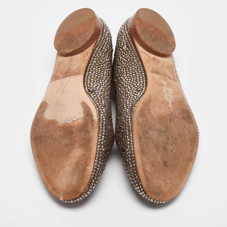 Pre Owned Gina Brown Crystal Embellished Satin Smoking Slippers Size 42