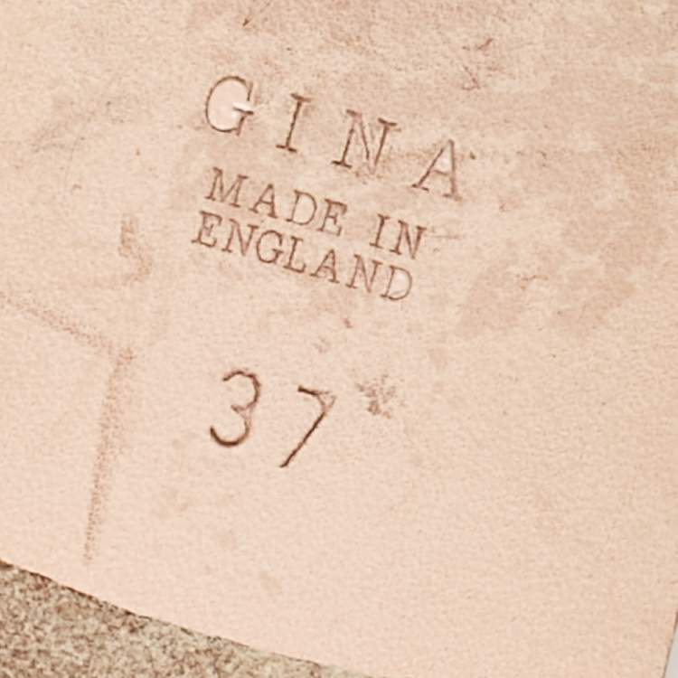 مملوكة مسبقًا Gina Pink Crystal Embellished Leather Flat Slides Size 37