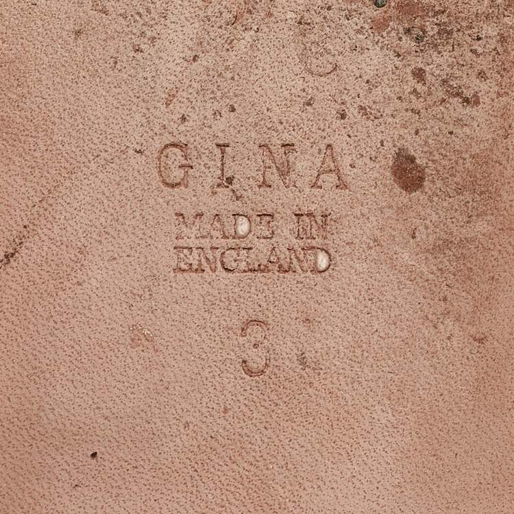 Pre Owned Gina Green Leather and Patent Crystal Embellished Flat Slides Size 36