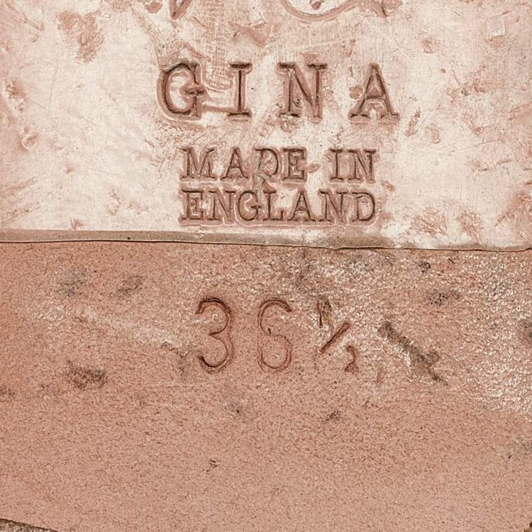 Pre Owned Gina Burgundy Leather Athena Flat Slides Size 36.5