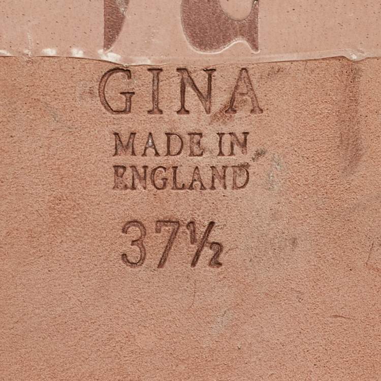 Pre Owned Gina Grey/Purple Leather Crystal Embellished Flat Slides Size 37.5