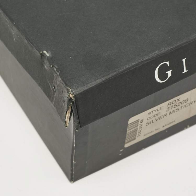 Pre Owned Gina Silver Leather Ankle Strap Sandals 39.5