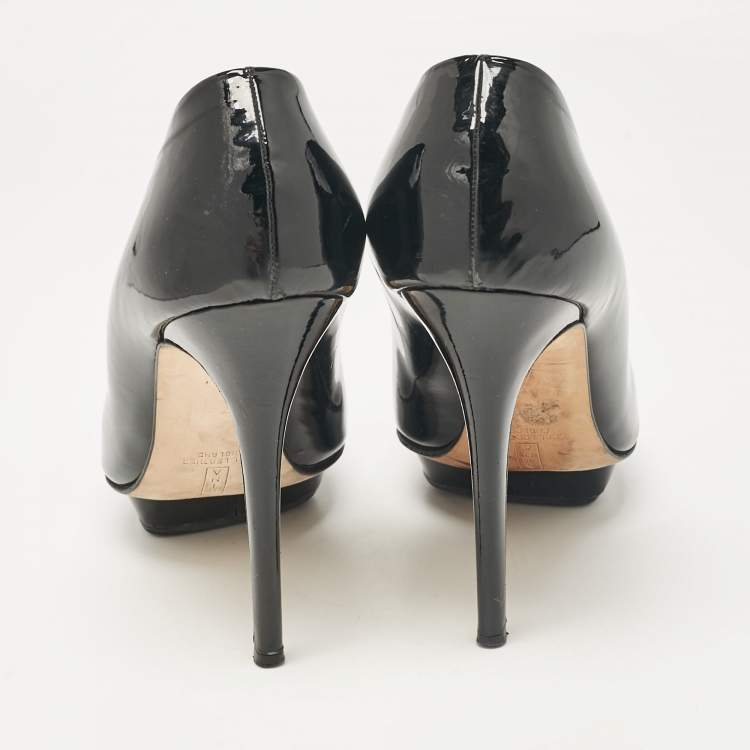 Pre Owned Gina Black Patent Leather Platform Pumps Size 40