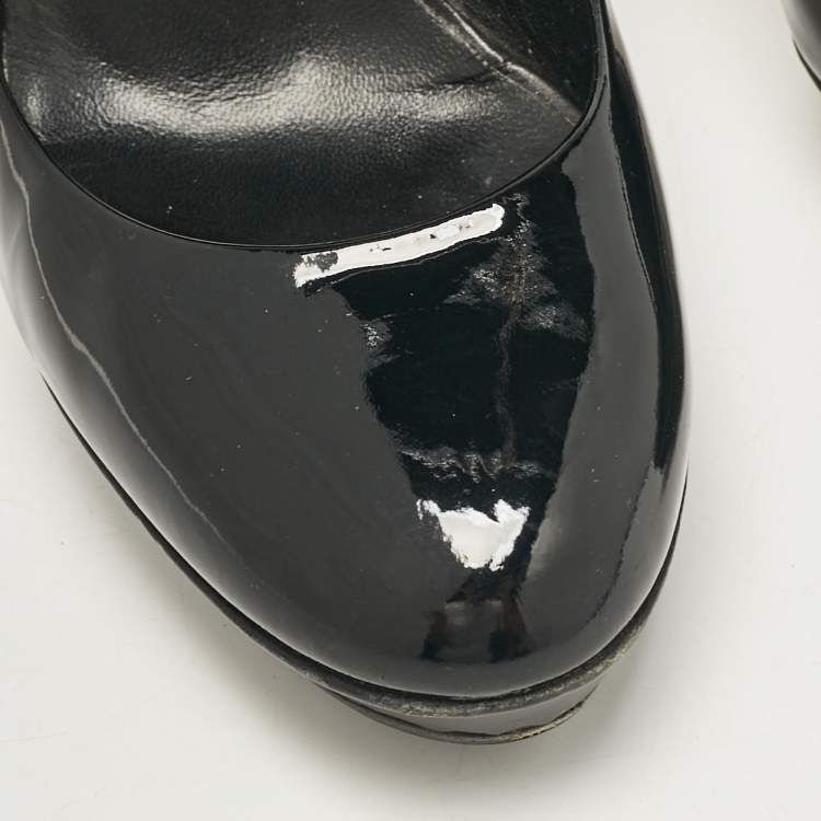 Pre Owned Gina Black Patent Leather Platform Pumps Size 40