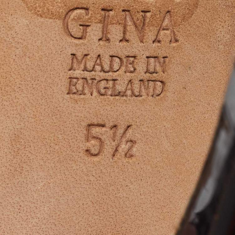 مملوكة مسبقًا Gina Black Patent Leather Crystal Embellished Sandals Size 38.5