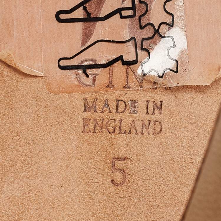 Pre Owned Gina Pink/Gold Crystal Embellished Leather Slide Sandals Size 38