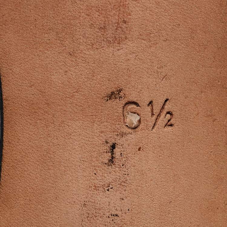 Pre Owned Gina Black/Gold Leather Crystal Embellished Slide Sandals Size 39.5