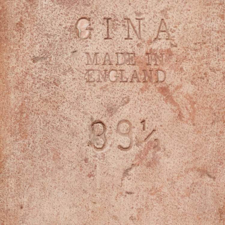 Pre Owned Gina Cream Croc Embossed Patent and Leather Wedge Sandals Size 39.5