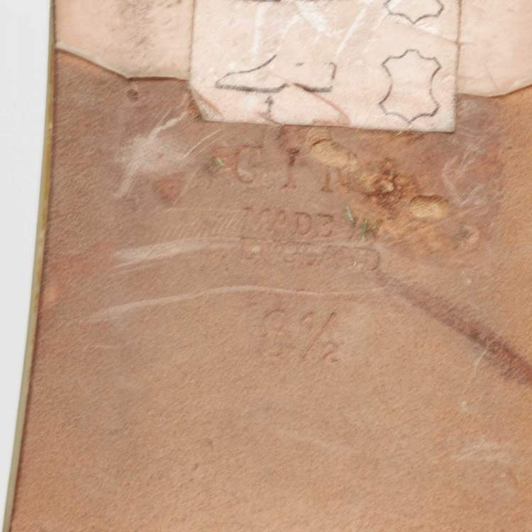 Pre Owned Gina Silver Leather Crystal Embellished Leather Loren Flat Sandals Size 41.5