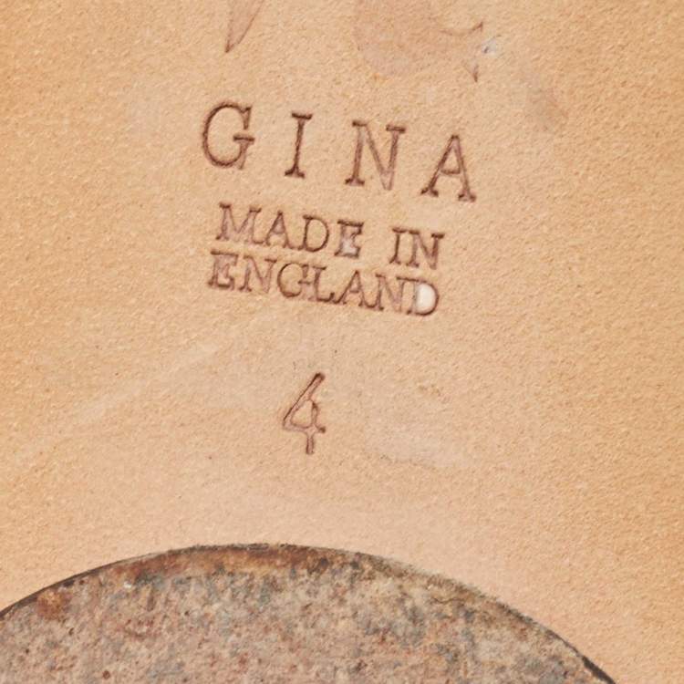 مملوكة مسبقًا Gina Blue Leather Crystal Embellished Flat Sandals Size 37