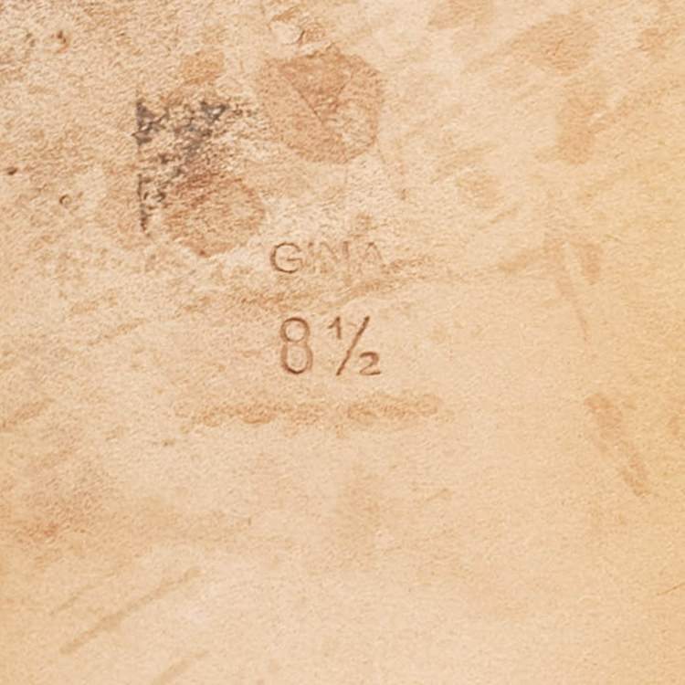 مملوكة مسبقًا Gina Silver Leather Crystal Embellished  Flat Sandals Size 41.5