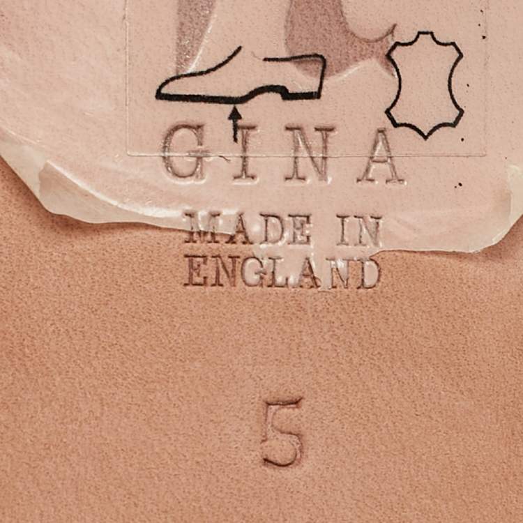 Pre Owned Gina Purple Leather Crystal Embellished Slide Sandals Size 38