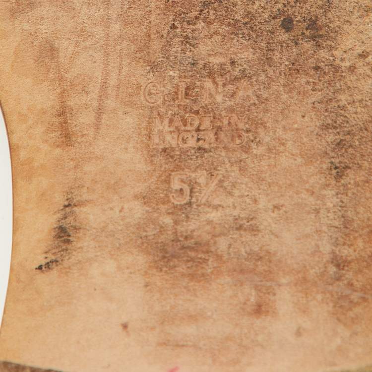 Pre Owned Gina Yellow Crystal Embellished Leather Flat Sandals Size 38.5