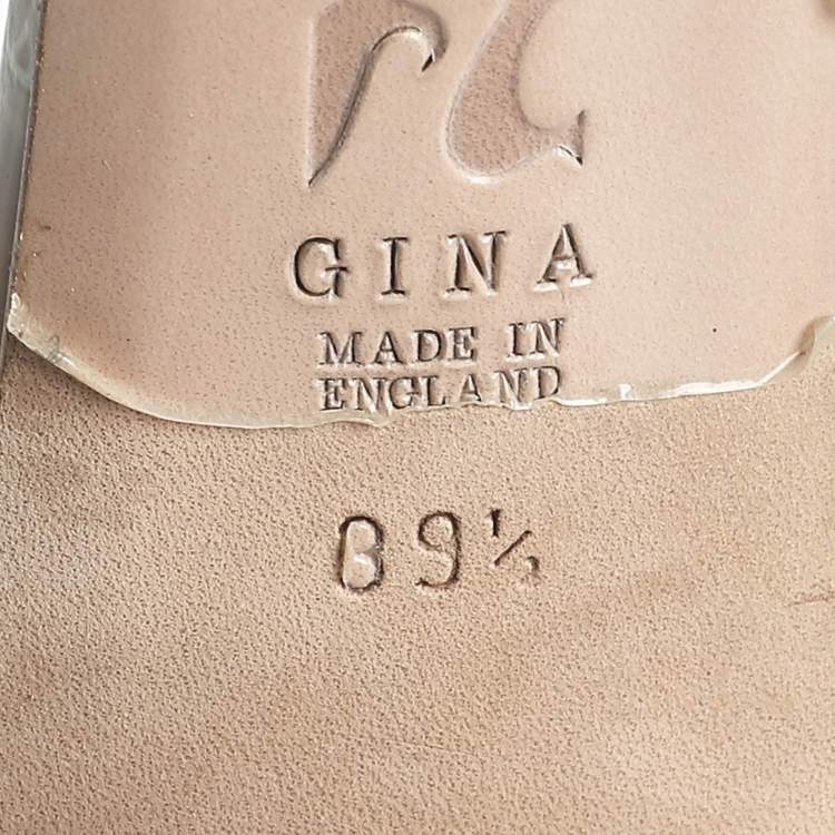 Pre Owned Gina Green Crystal Embellished Croc Embossed Rodeo Slide Sandals Size 39.5