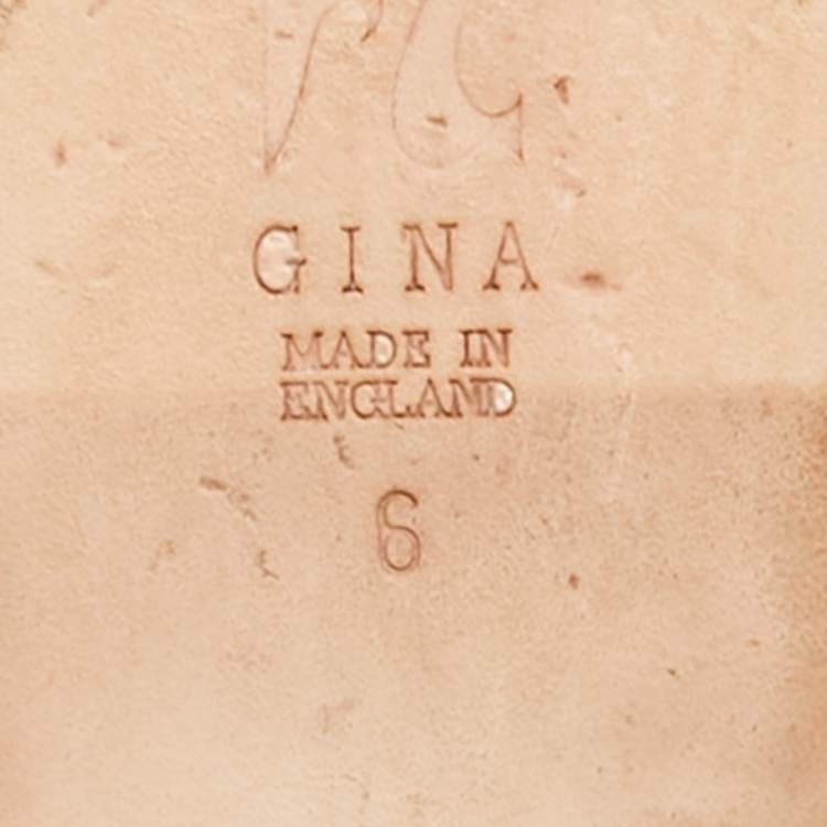 Pre Owned Gina Burgundy Croc Embossed Leather and Crystals Flat Slides Size 39