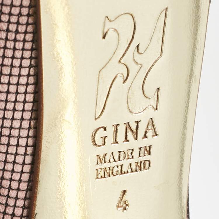 Pre Owned Gina Pink/Black Woven Straw Claire Platform Pumps Size 37